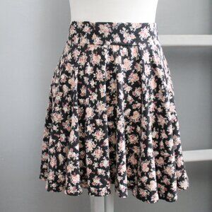 Urban Outfitters Pins & Needles Black Pink Floral Print Skater Skirt Size Small